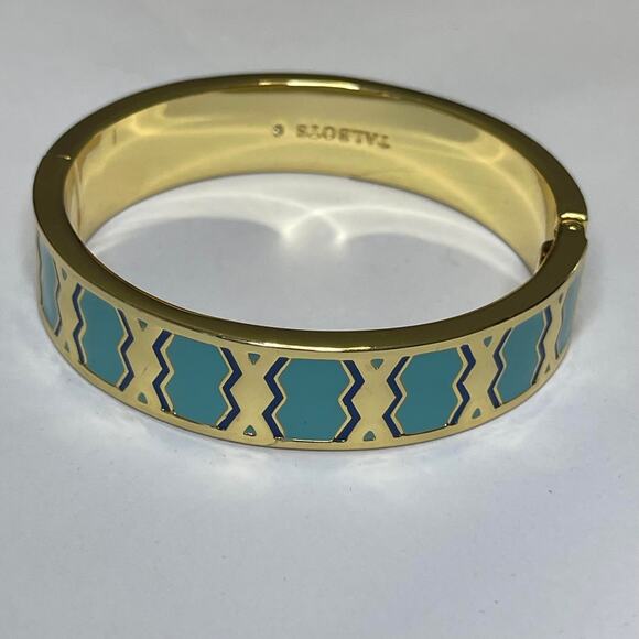Talbots bangle bracelet gold tone with turquoise green blue teal enamel classic - Picture 1 of 16